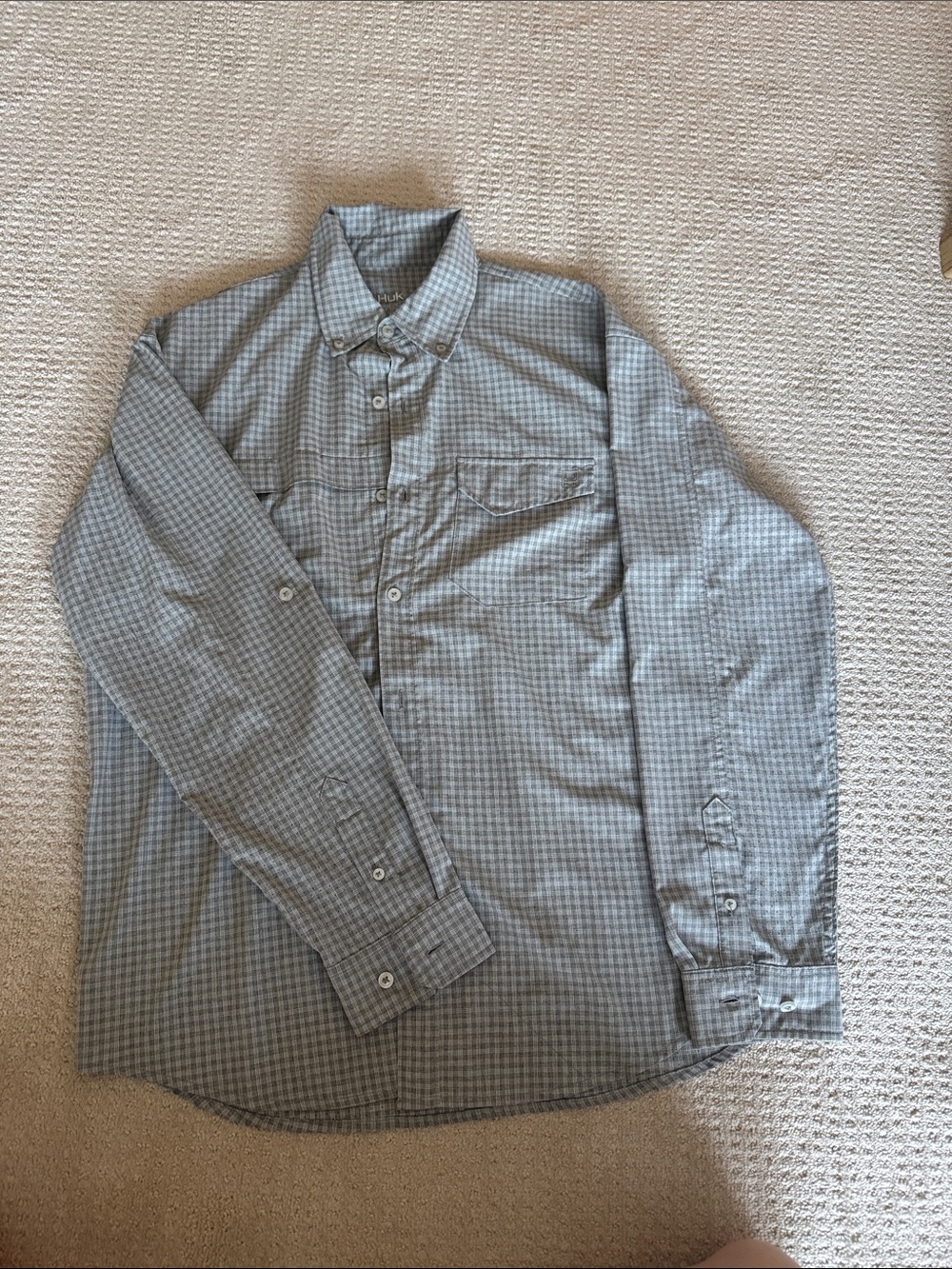 Huk Men's Gray Houndstooth Button-Down Shirt - Picture 3 of 4